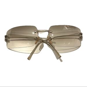 Chanel Tinted Silver CC Logo Rimless Sunglasses